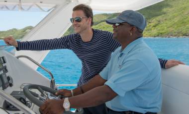 Man and skipper in Bahamas