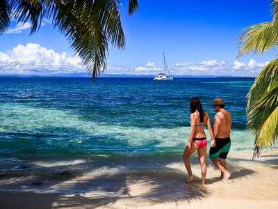 Couple walking on beach
