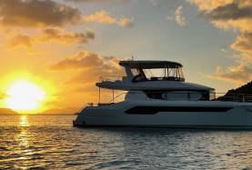 Sunset behind Moorings 534 Powercat